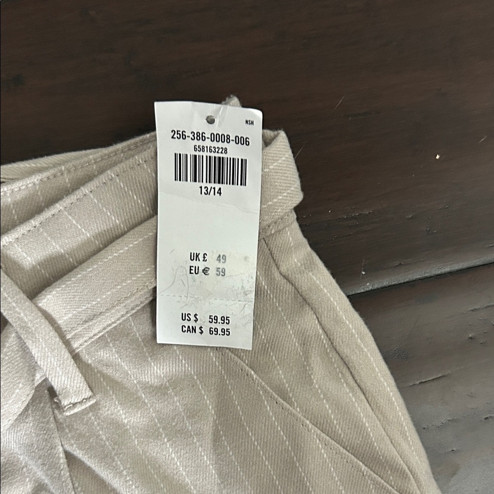 NWT Abercrombie & Fitch Girls slacks pants tan with pin stripe & belt 13/14 - Picture 5 of 8
